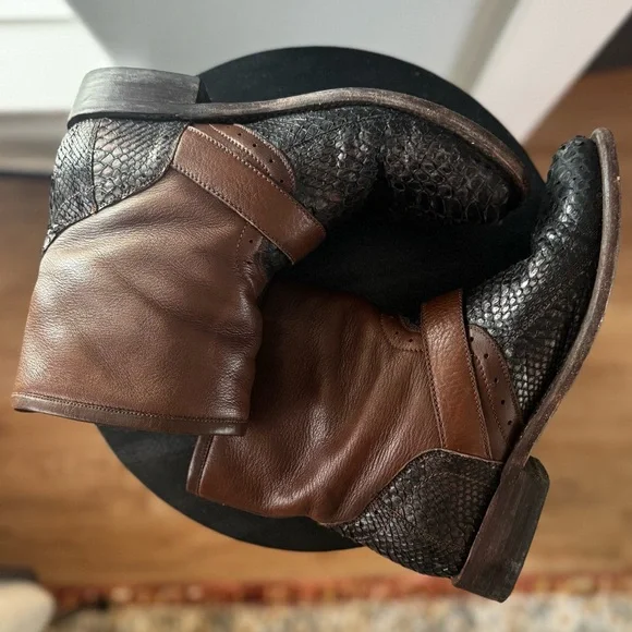 Muro Women’s 8 Snake Western Brown Moto Biker Leather Boot Grunge Boho Festival - Picture 5 of 16